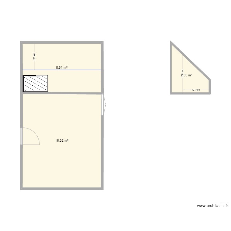 le pechon. Plan de 3 pièces et 27 m2