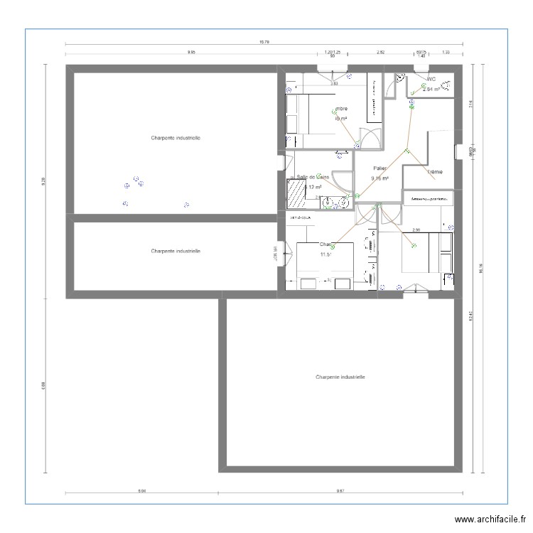 plan agencement mobilier étage. Plan de 0 pièce et 0 m2