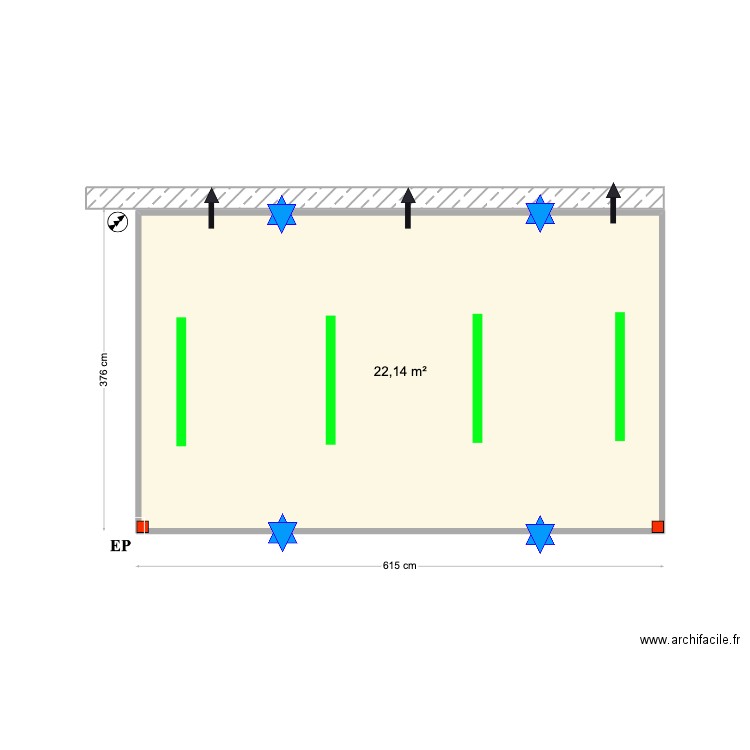 Sara Neta. Plan de 1 pièce et 22 m2