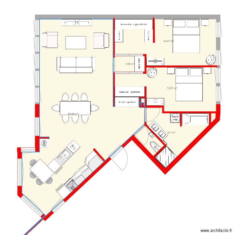 Plan de base Appartement Cesson version 1. Plan de 0 pièce et 0 m2