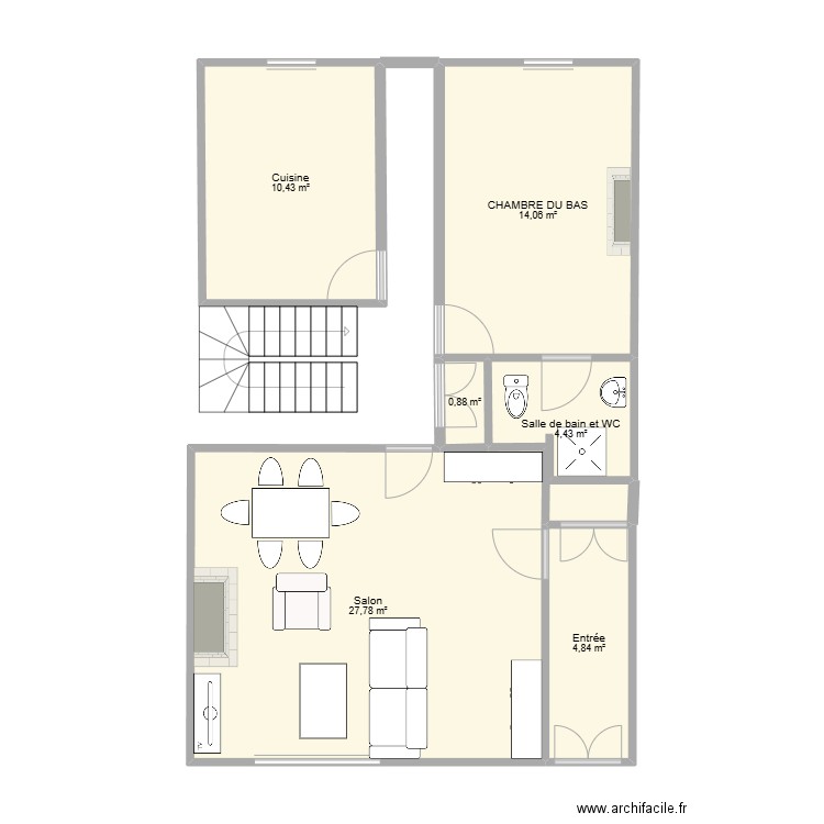 maison castelnau durban. Plan de 6 pièces et 62 m2