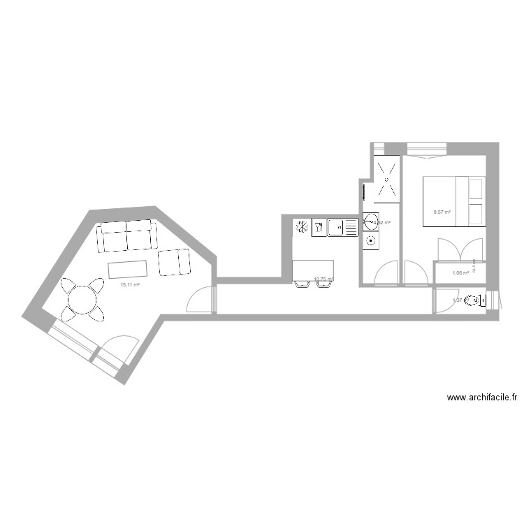 Laveran 3. Plan de 7 pièces et 52 m2