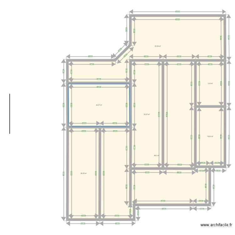 réseau. Plan de 7 pièces et 261 m2