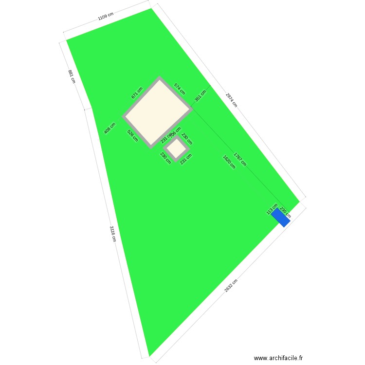 Cadastre maison Gérard Faugéres. Plan de 2 pièces et 35 m2