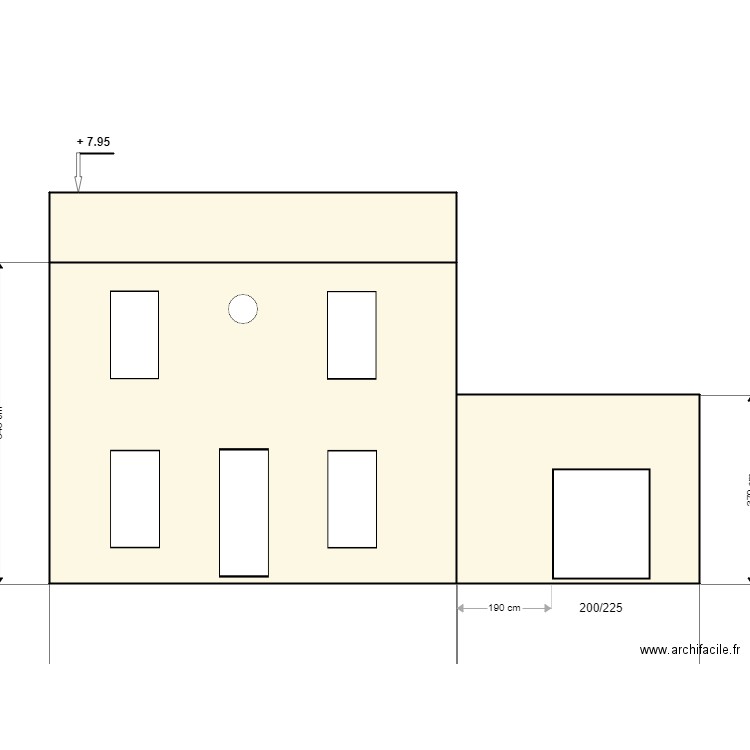 FACADE SUD. Plan de 3 pièces et 82 m2