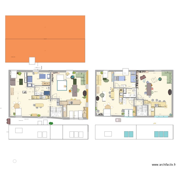 cuisine Saskia. Plan de 9 pièces et 231 m2