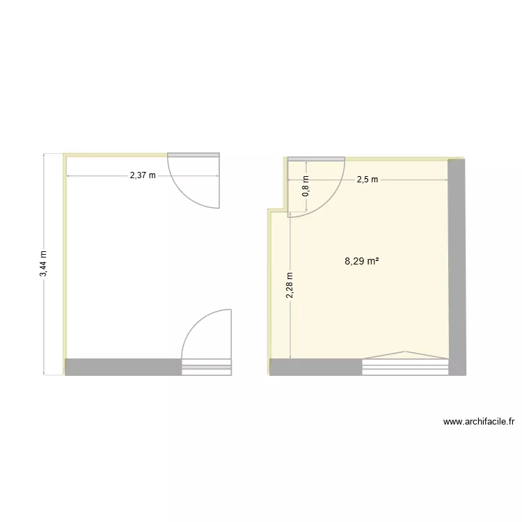 NEW CHAMBRE PARENTS. Plan de 1  et 8 m²
