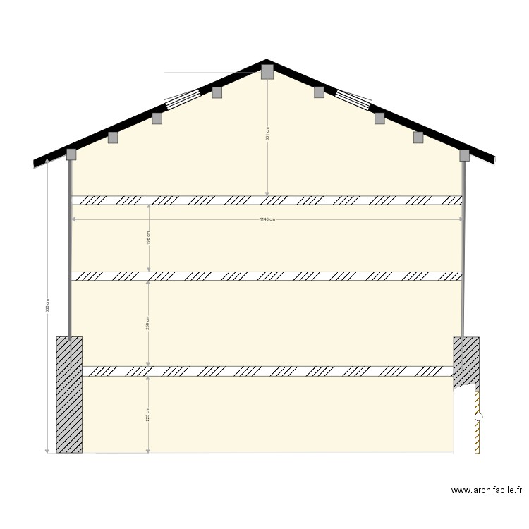 Plan de coupe existant. Plan de 0 pièce et 0 m2