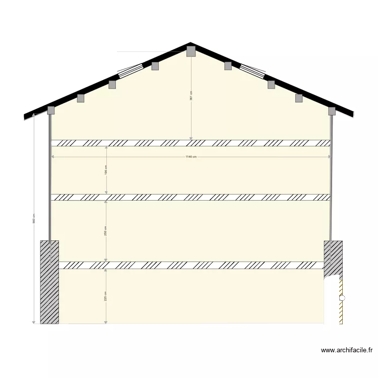 Plan de coupe existant. Plan de 