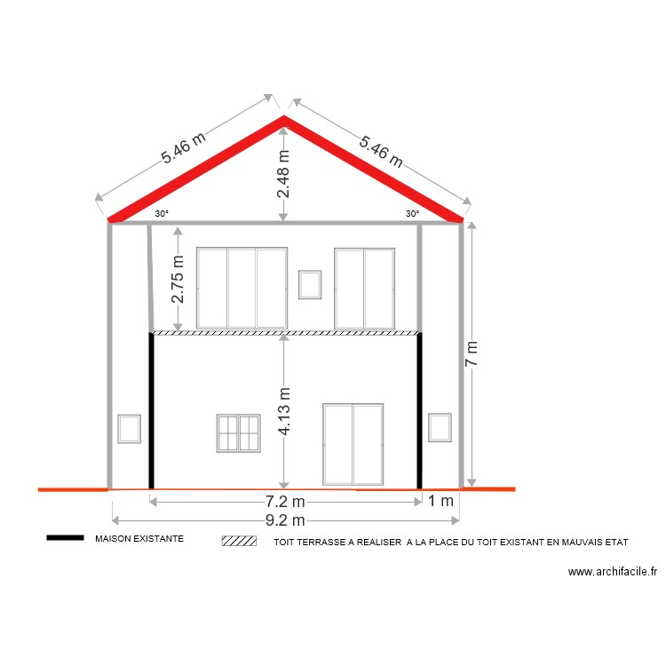  FACADE SUD. Plan de 0 pièce et 0 m2