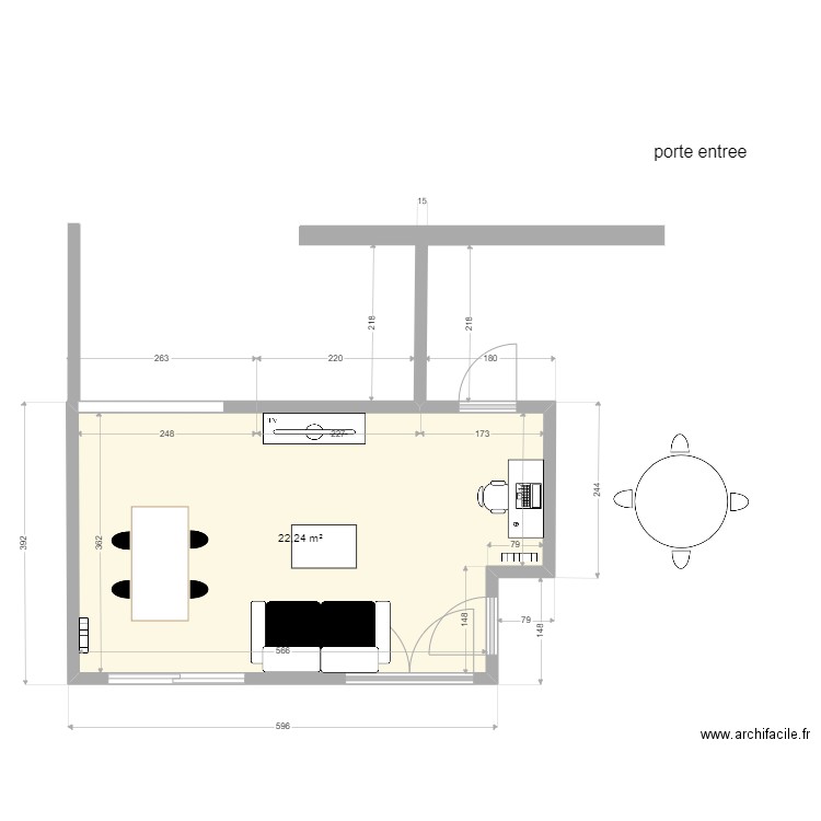 Reuil Salon 1. Plan de 1 pièce et 22 m2