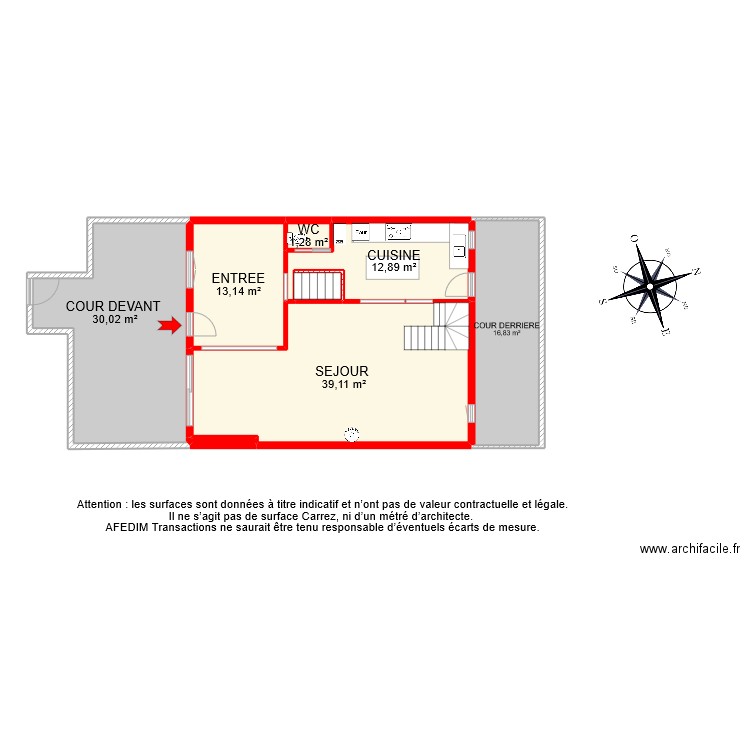 BI 7745 RDC. Plan de 8 pièces et 115 m2