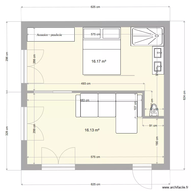 CHAMBRE 1. Plan de 