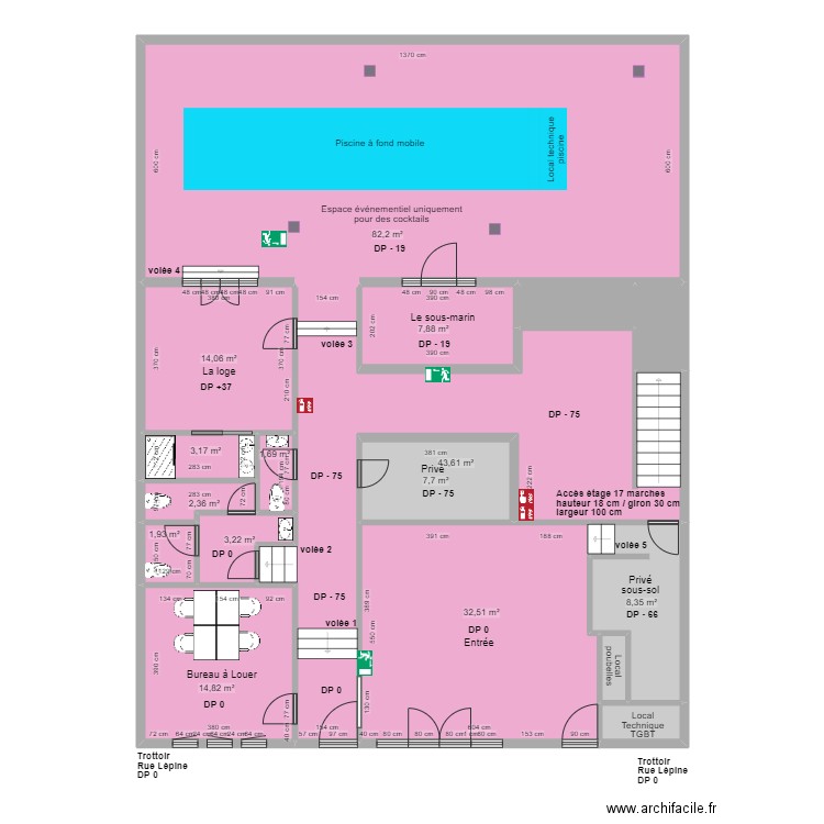 LEFT LA PISCINE RDC AVANT TRAVAUX. Plan de 0 pièce et 0 m2