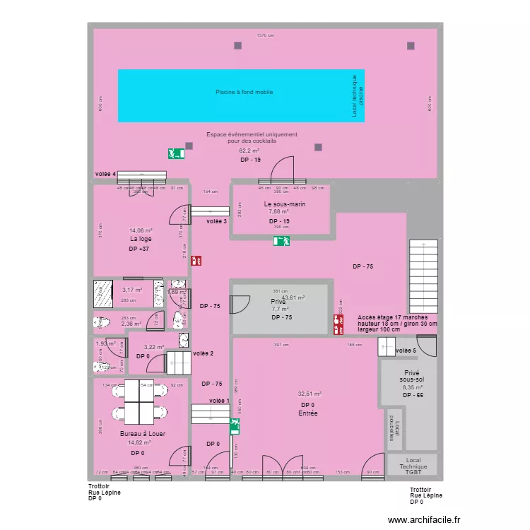 LEFT LA PISCINE RDC AVANT TRAVAUX. Plan de 
