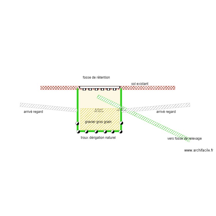 fosse de rétention pluvial. Plan de 0 pièce et 0 m2