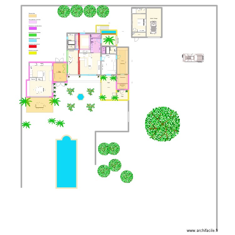 FINCA 2 / projet. Plan de 15 pièces et 232 m2