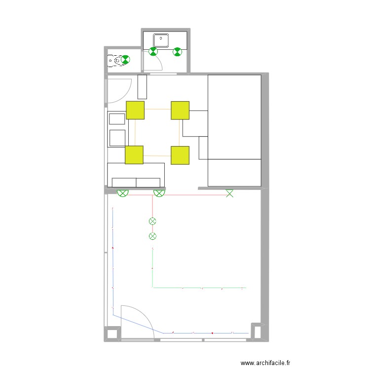 Corner plan lignes elec. Plan de 5 pièces et 47 m2