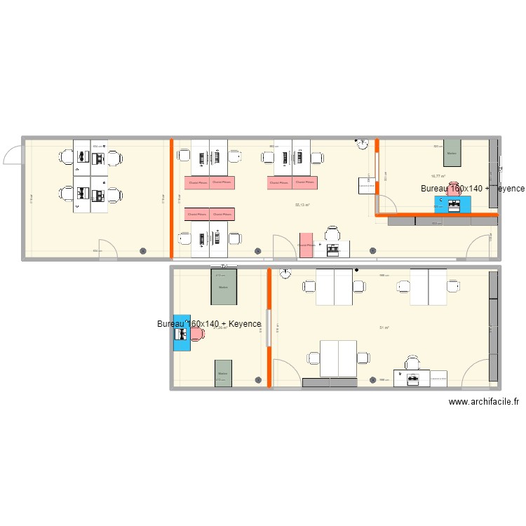 Nouveaux locaux. Plan de 5 pièces et 172 m2