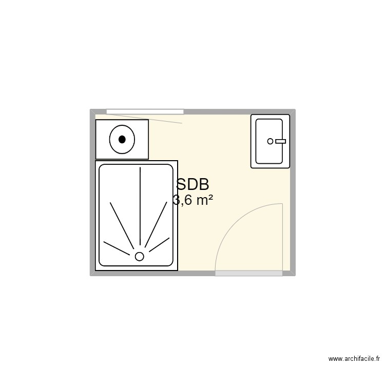 SDB. Plan de 1 pièce et 4 m2