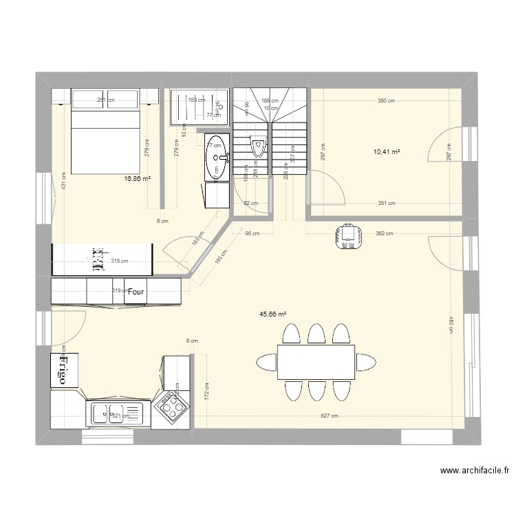 st pab rdc n°2. Plan de 3 pièces et 73 m2