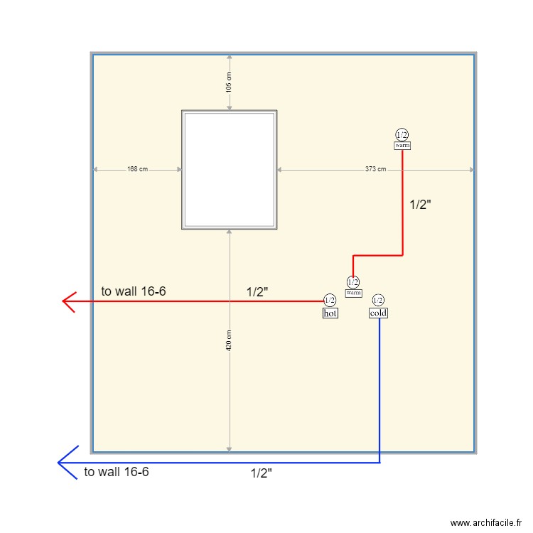 wall 16 5 cabinet and piping X 3. Plan de 1 pièce et 54 m2