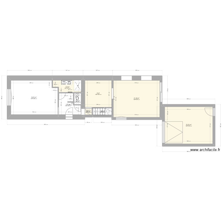 agrandissement_2. Plan de 14 pièces et 123 m2