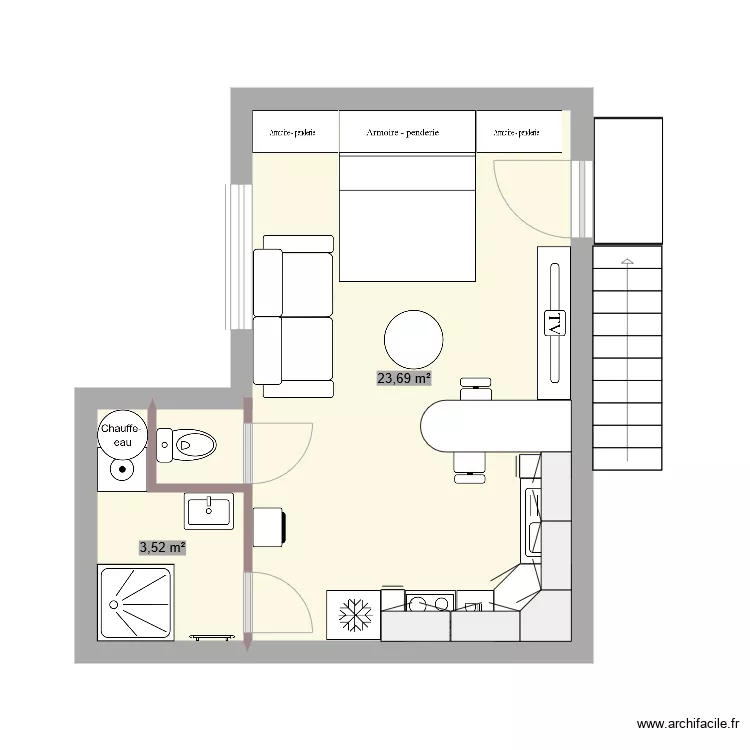 Studio. Plan de 