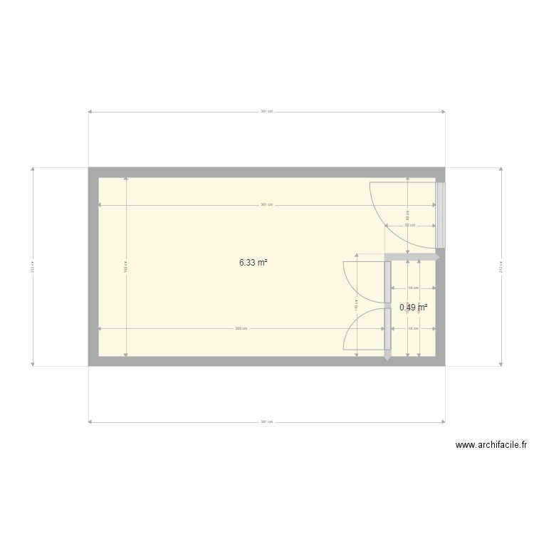 Salle d eau Nazare 1etage. Plan de 2 pièces et 7 m2