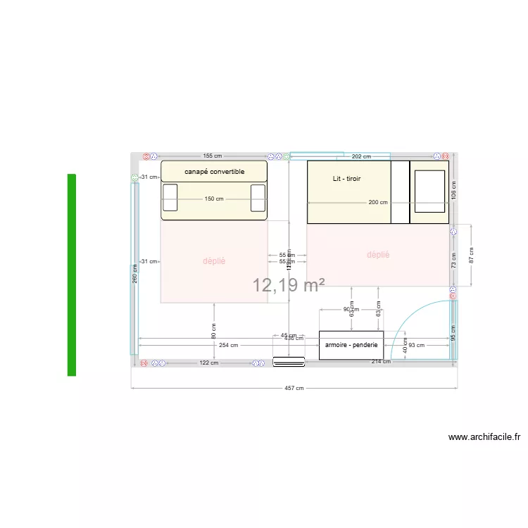 chambre verte déplié n°1. Plan de chambre verte déplié n°1. Plan de