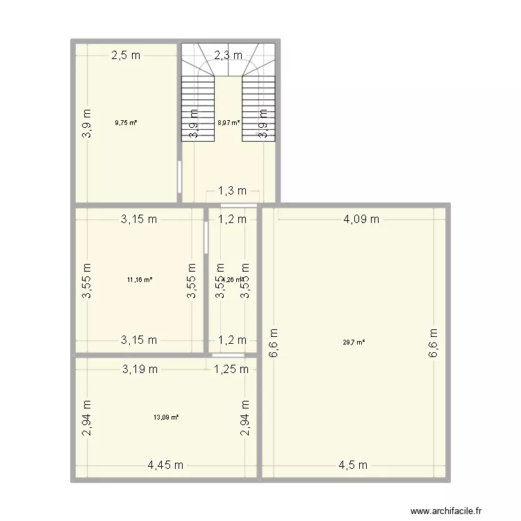 Maison 1 Etage 08 26. Plan de 6 Pièces et 77 m²