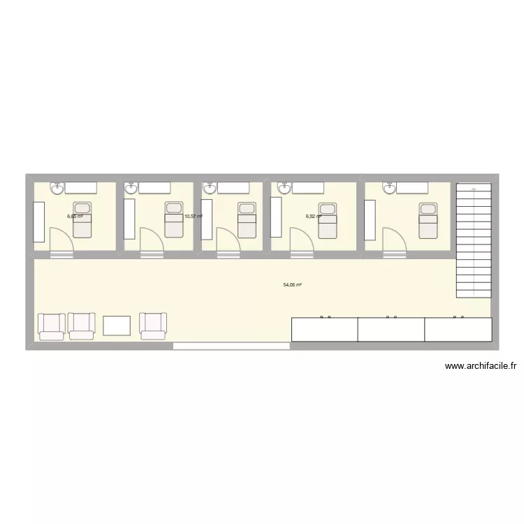 Cabines. Plan de 4 Pièces et 78 m² Cabines. Plan de 4 Pièces et 78 m²