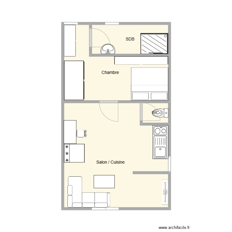 SEWA. Plan de 4 pièces et 34 m2
