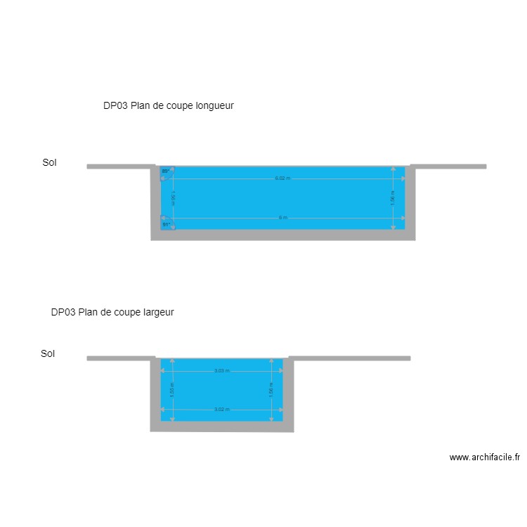 Piscine frontignan plan de coupe Deuxieme version. Plan de 0 pièce et 0 m2