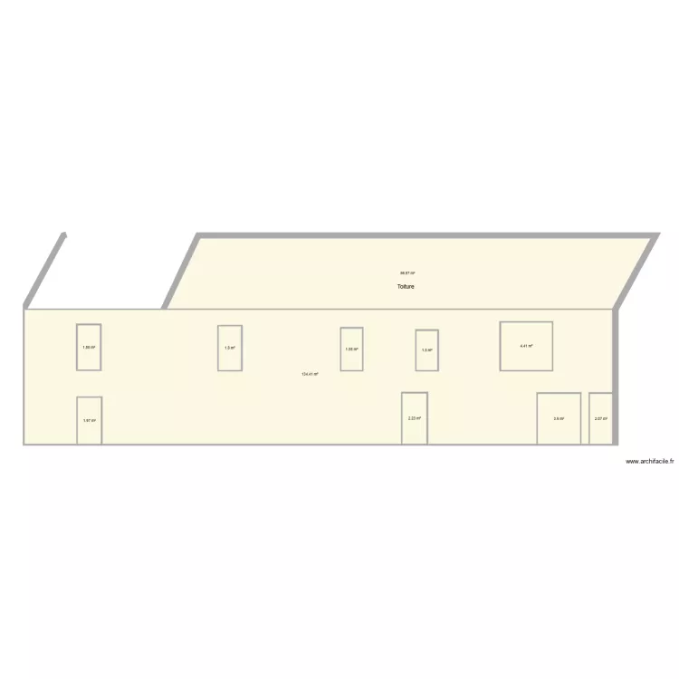 Facade traverse des jardins origine. Plan de 