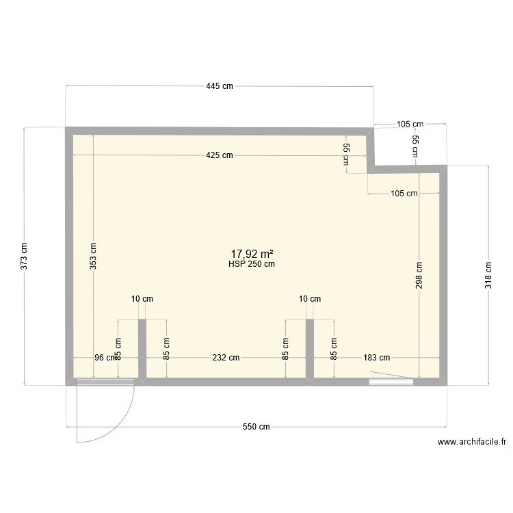 Chambre garage AuréJu 2. Plan de 1 pièce et 18 m2