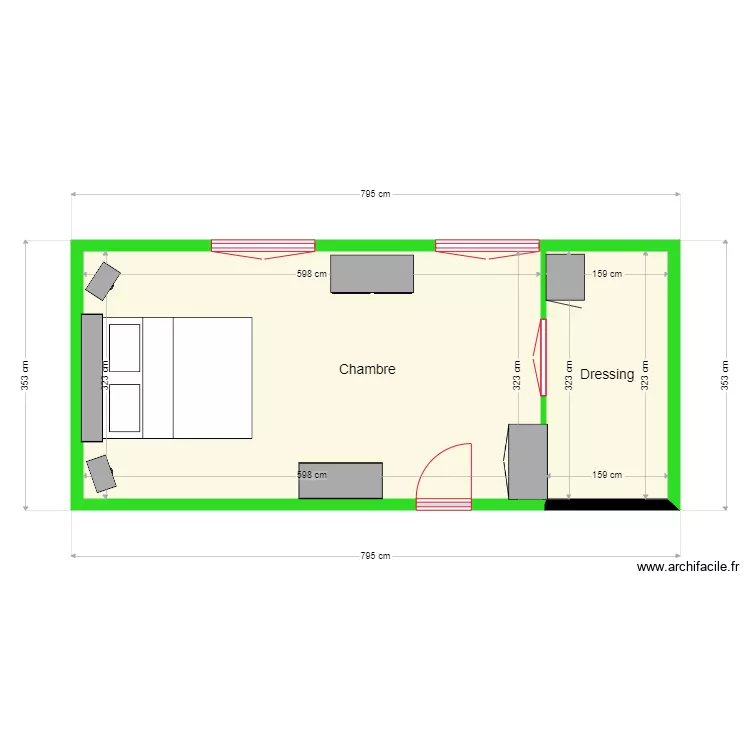 DRESSING. Plan de 2 et 24 m² DRESSING. Plan de 2 et 24 m²