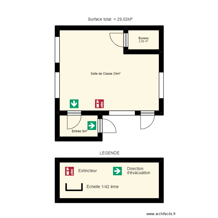 Algéco Lutins. Plan de 4 pièces et 41 m2