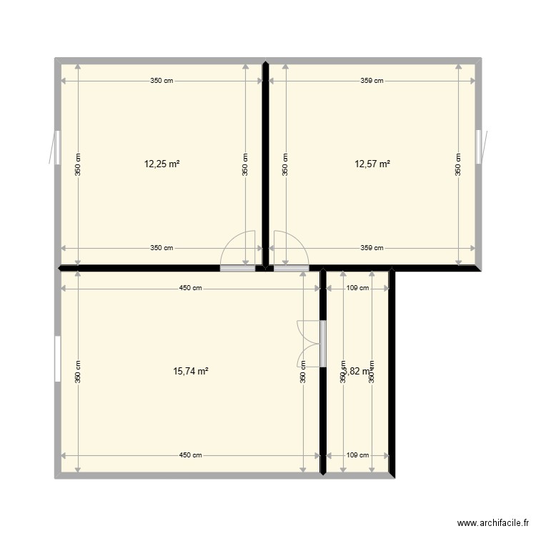 tangama. Plan de 4 pièces et 44 m2