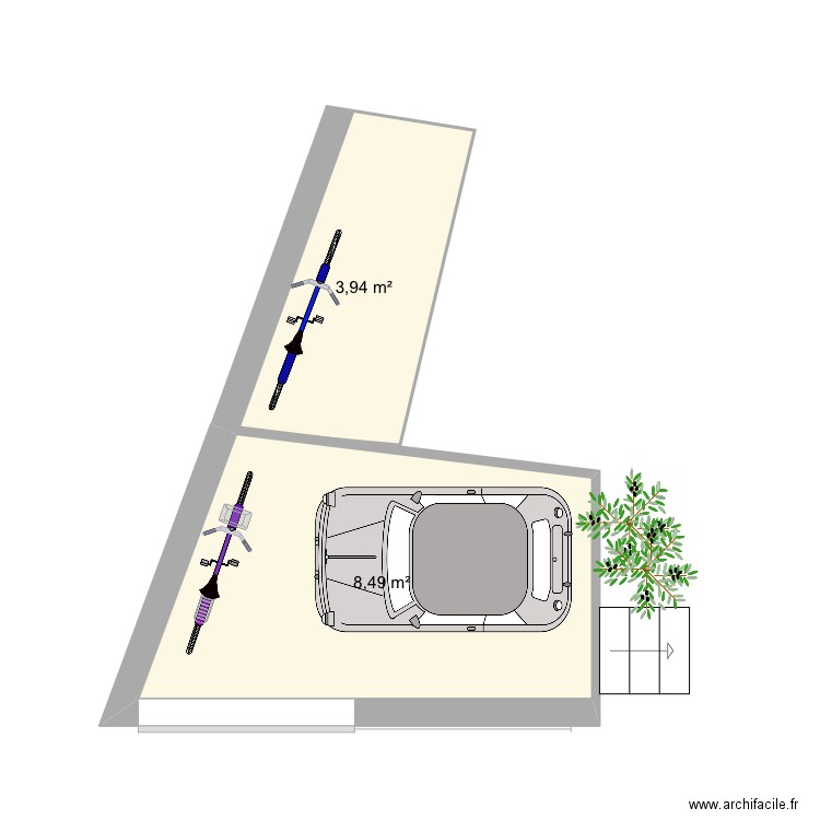 Maison observatoire. Plan de 2 pièces et 12 m2