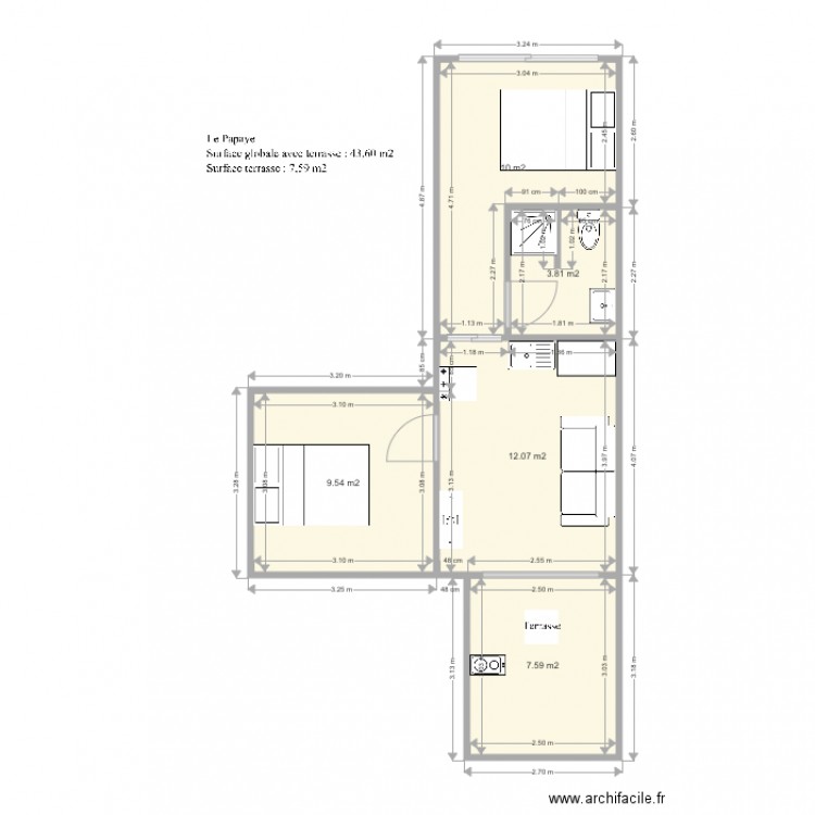 Le papaye. Plan de 0 pièce et 0 m2