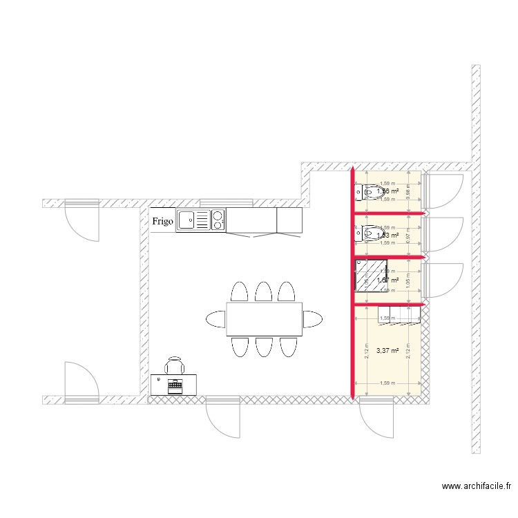 BESSARD . Plan de 4 pièces et 8 m2