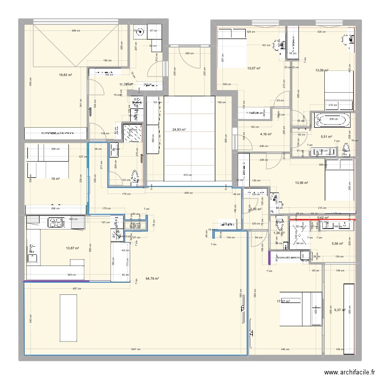 New 2 modifie v3. Plan de 18 pièces et 228 m2