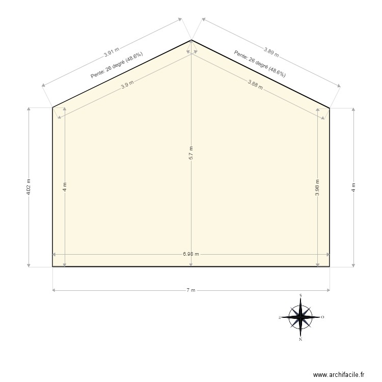 FACADE COTE Sud (2). Plan de 1 pièce et 34 m2