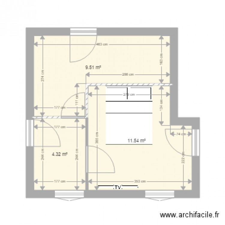 chambre. Plan de 0 pièce et 0 m2