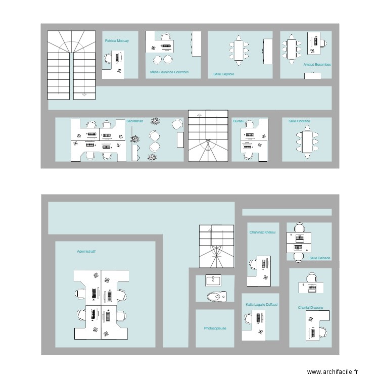 3ème étage et 2ème étage et demi. Plan de 0 pièce et 0 m2