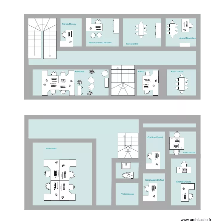 3&egrave;me &eacute;tage et 2&egrave;me &eacute;tage et demi. Plan de 
