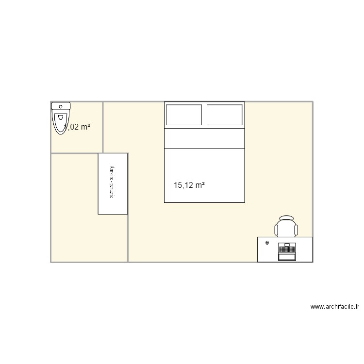 extension villennes. Plan de 2 pièces et 16 m2