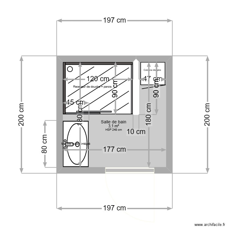 Projet salle de bain. Plan de 0 pièce et 0 m2