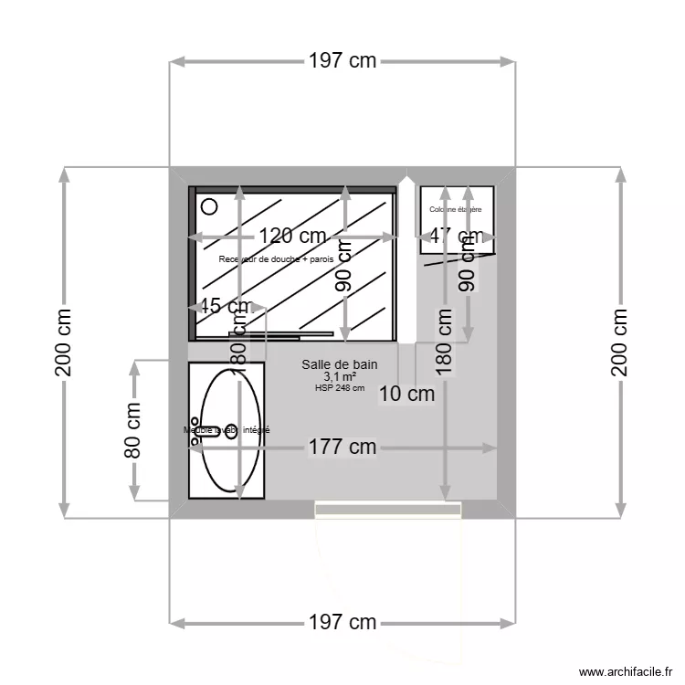 Projet salle de bain. Plan de 